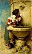 Leon Joseph Florentin Bonnat Roman Girl at a Fountain oil painting artist